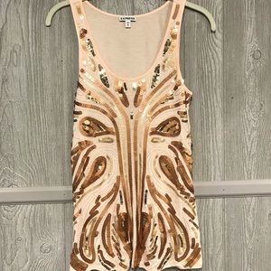 Peach Sequin Express Tank Top NWOT XS